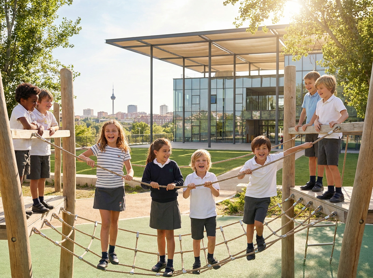 Niños jugando en un colegio internacional en Madrid.